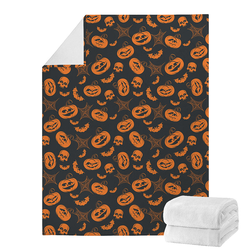 Halloween Pumpkin And Bat Pattern Print Blanket