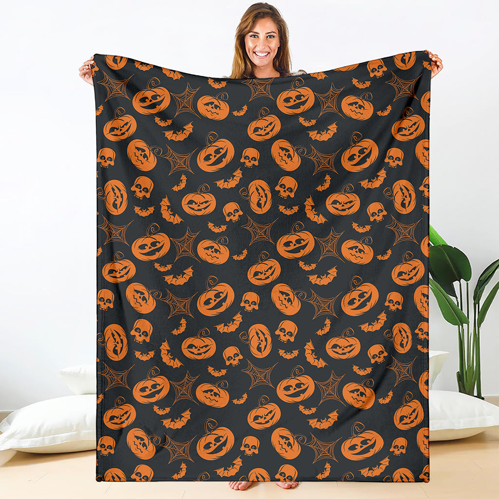 Halloween Pumpkin And Bat Pattern Print Blanket