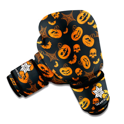 Halloween Pumpkin And Bat Pattern Print Boxing Gloves