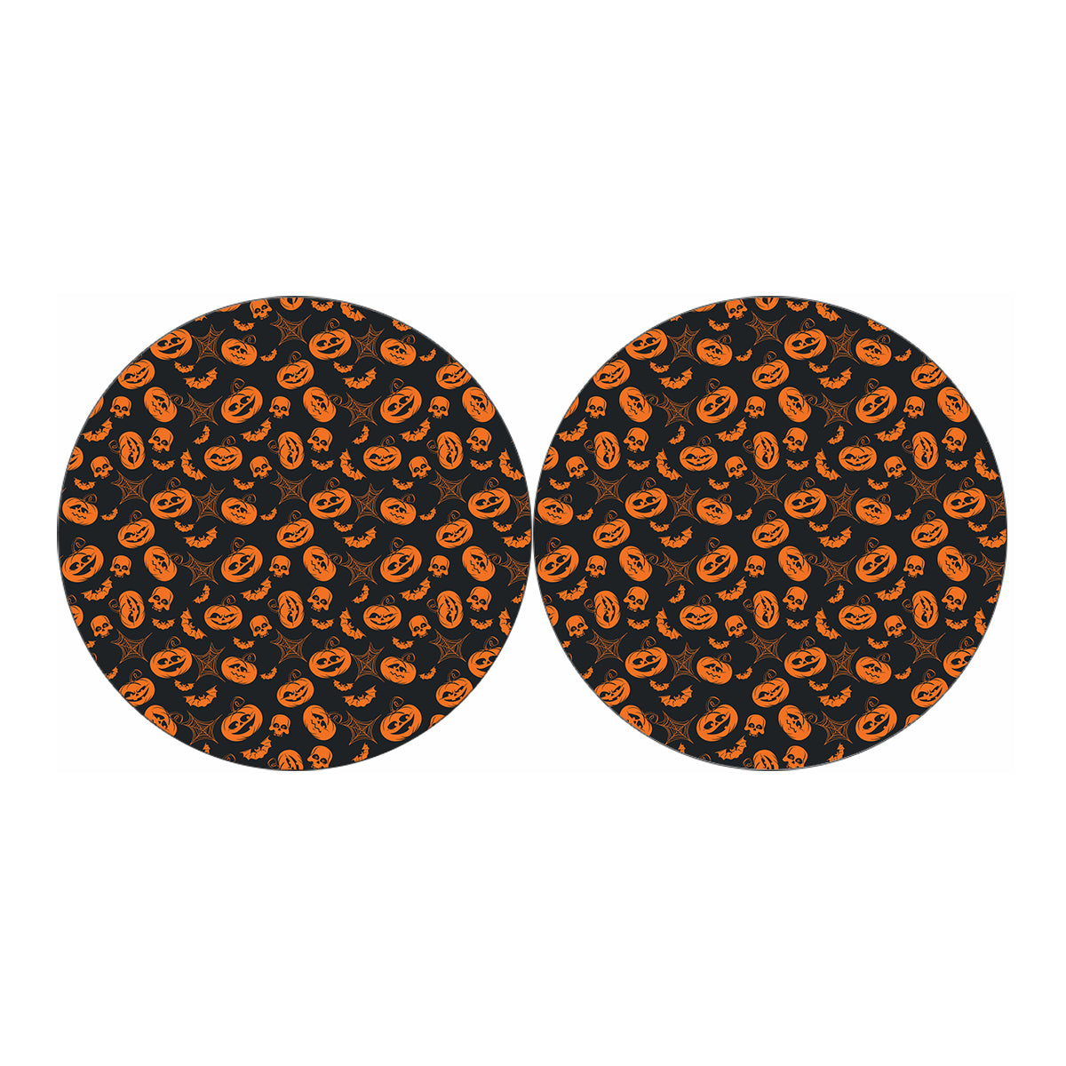 Halloween Pumpkin And Bat Pattern Print Car Coasters