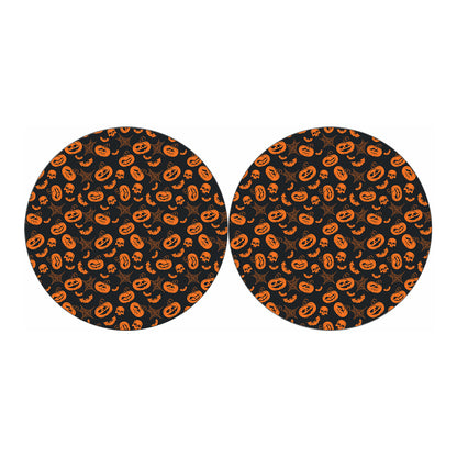 Halloween Pumpkin And Bat Pattern Print Car Coasters