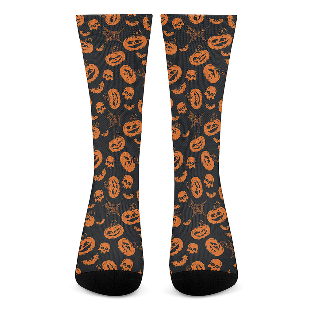 Halloween Pumpkin And Bat Pattern Print Crew Socks