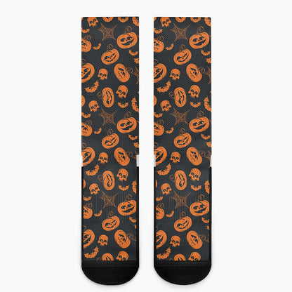 Halloween Pumpkin And Bat Pattern Print Crew Socks