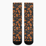 Halloween Pumpkin And Bat Pattern Print Crew Socks