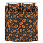 Halloween Pumpkin And Bat Pattern Print Duvet Cover Bedding Set