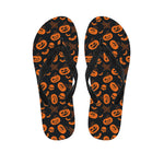 Halloween Pumpkin And Bat Pattern Print Flip Flops