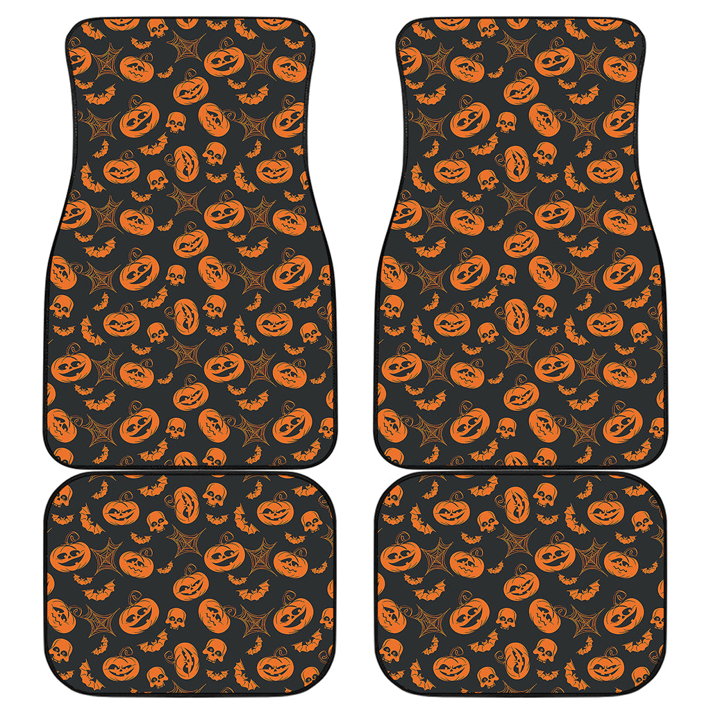 Halloween Pumpkin And Bat Pattern Print Front and Back Car Floor Mats