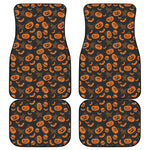 Halloween Pumpkin And Bat Pattern Print Front and Back Car Floor Mats