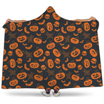 Halloween Pumpkin And Bat Pattern Print Hooded Blanket