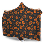 Halloween Pumpkin And Bat Pattern Print Hooded Blanket