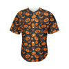 Halloween Pumpkin And Bat Pattern Print Men's Baseball Jersey