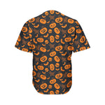 Halloween Pumpkin And Bat Pattern Print Men's Baseball Jersey