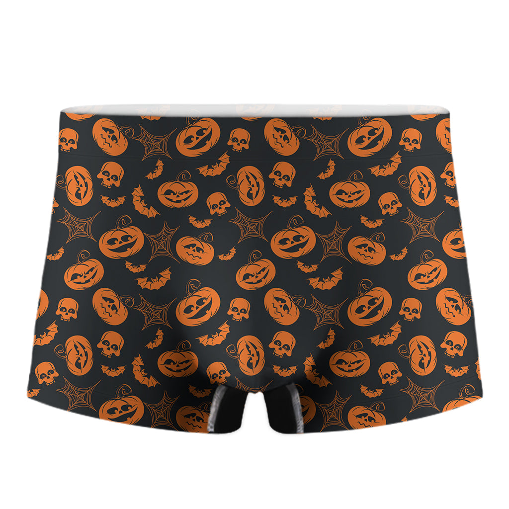 Halloween Pumpkin And Bat Pattern Print Men's Boxer Briefs