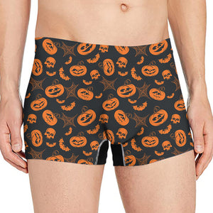 Halloween Pumpkin And Bat Pattern Print Men's Boxer Briefs