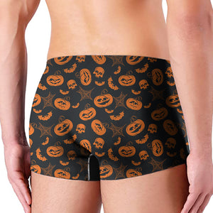 Halloween Pumpkin And Bat Pattern Print Men's Boxer Briefs