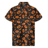 Halloween Pumpkin And Bat Pattern Print Men's Short Sleeve Shirt