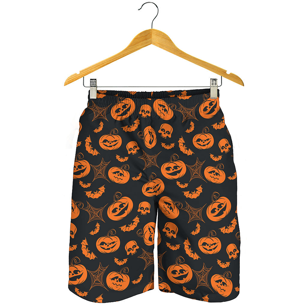 Halloween Pumpkin And Bat Pattern Print Men's Shorts