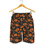 Halloween Pumpkin And Bat Pattern Print Men's Shorts