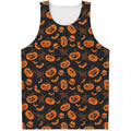 Halloween Pumpkin And Bat Pattern Print Men's Tank Top