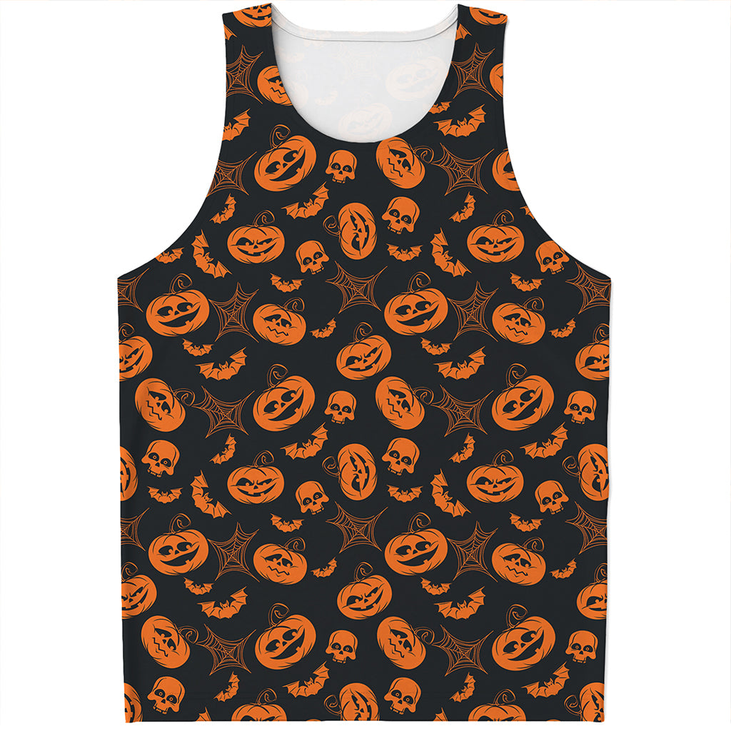 Halloween Pumpkin And Bat Pattern Print Men's Tank Top