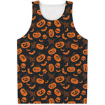 Halloween Pumpkin And Bat Pattern Print Men's Tank Top