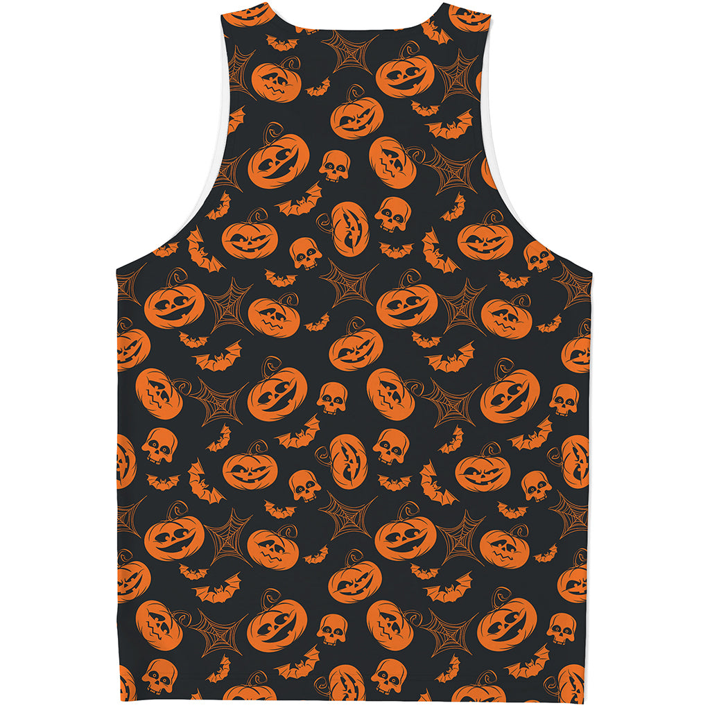 Halloween Pumpkin And Bat Pattern Print Men's Tank Top