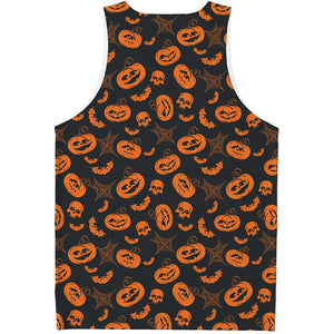 Halloween Pumpkin And Bat Pattern Print Men's Tank Top