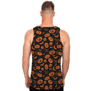 Halloween Pumpkin And Bat Pattern Print Men's Tank Top