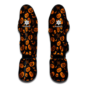 Halloween Pumpkin And Bat Pattern Print Muay Thai Shin Guard