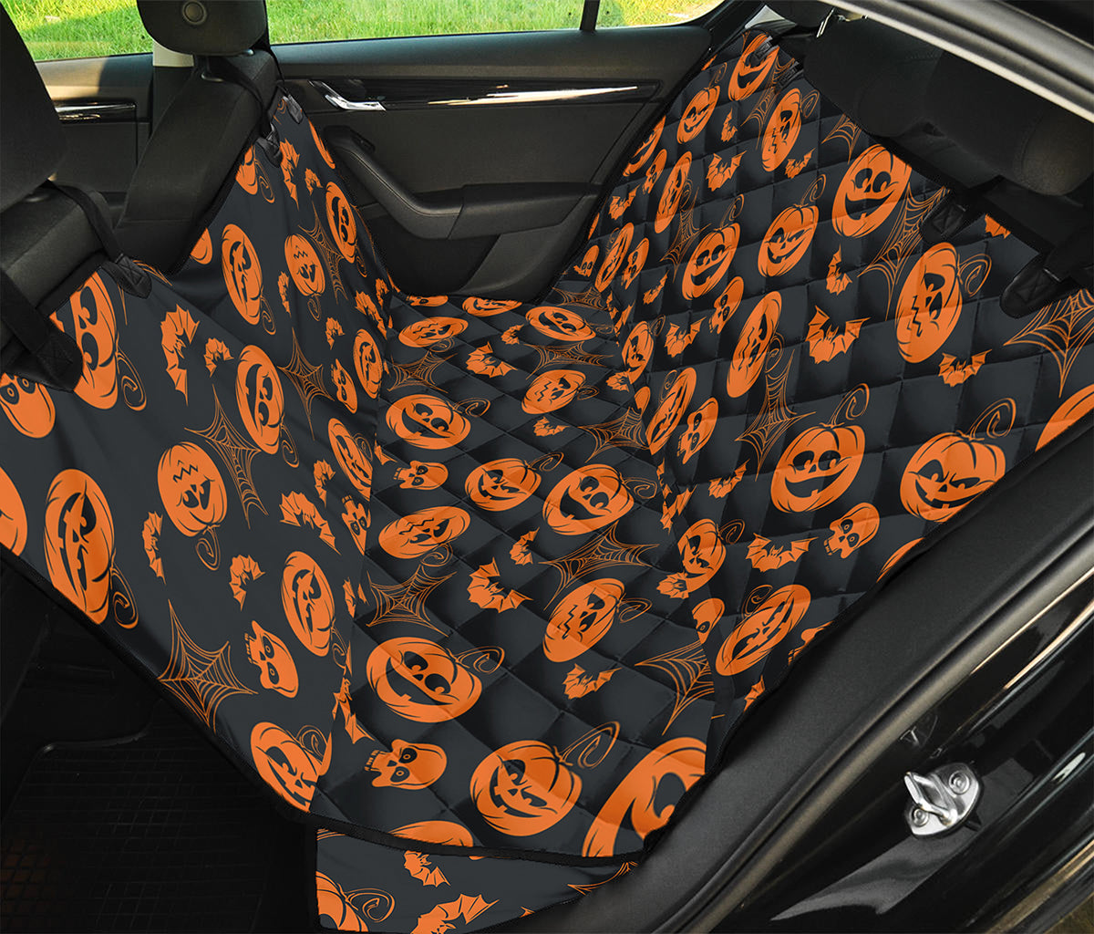 Halloween Pumpkin And Bat Pattern Print Pet Car Back Seat Cover