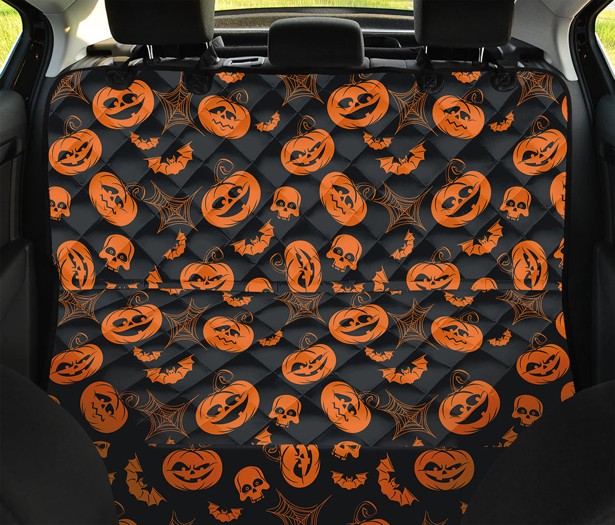 Halloween Pumpkin And Bat Pattern Print Pet Car Back Seat Cover