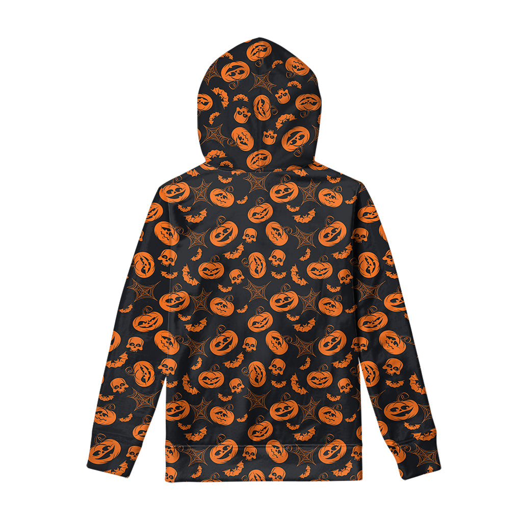 Halloween Pumpkin And Bat Pattern Print Pullover Hoodie