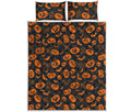 Halloween Pumpkin And Bat Pattern Print Quilt Bed Set