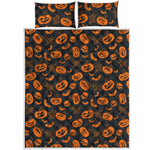 Halloween Pumpkin And Bat Pattern Print Quilt Bed Set