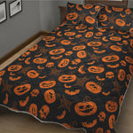 Halloween Pumpkin And Bat Pattern Print Quilt Bed Set