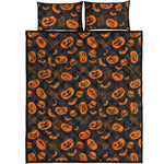 Halloween Pumpkin And Bat Pattern Print Quilt Bed Set