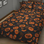 Halloween Pumpkin And Bat Pattern Print Quilt Bed Set