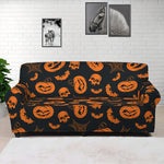 Halloween Pumpkin And Bat Pattern Print Sofa Cover