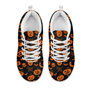 Halloween Pumpkin And Bat Pattern Print White Sneakers