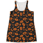 Halloween Pumpkin And Bat Pattern Print Women's Racerback Tank Top