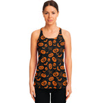 Halloween Pumpkin And Bat Pattern Print Women's Racerback Tank Top