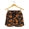 Halloween Pumpkin And Bat Pattern Print Women's Shorts