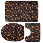 Halloween Pumpkin Faces Pattern Print 3 Piece Bath Mat Set