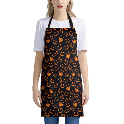 Halloween Pumpkin Faces Pattern Print Apron