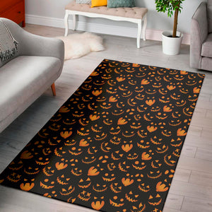 Halloween Pumpkin Faces Pattern Print Area Rug