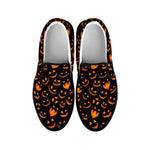 Halloween Pumpkin Faces Pattern Print Black Slip On Shoes