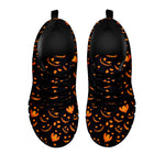 Halloween Pumpkin Faces Pattern Print Black Sneakers