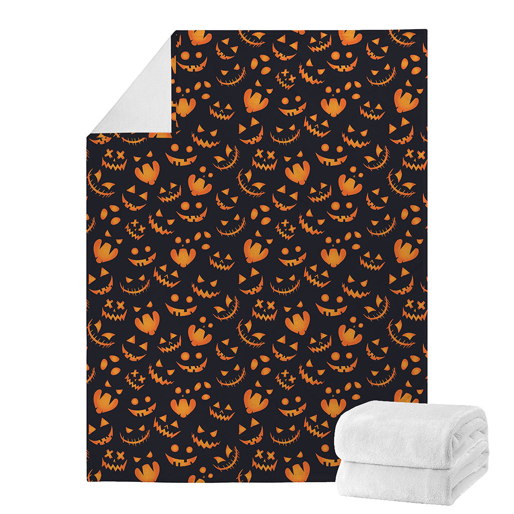 Halloween Pumpkin Faces Pattern Print Blanket