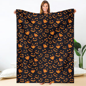 Halloween Pumpkin Faces Pattern Print Blanket