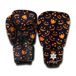 Halloween Pumpkin Faces Pattern Print Boxing Gloves